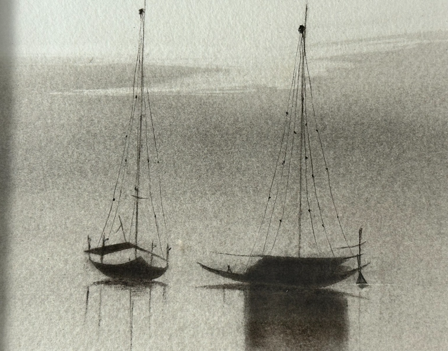 Gopal Ghose Original Watercolour - Morning Mist, The Hooghly - Indian Modernist