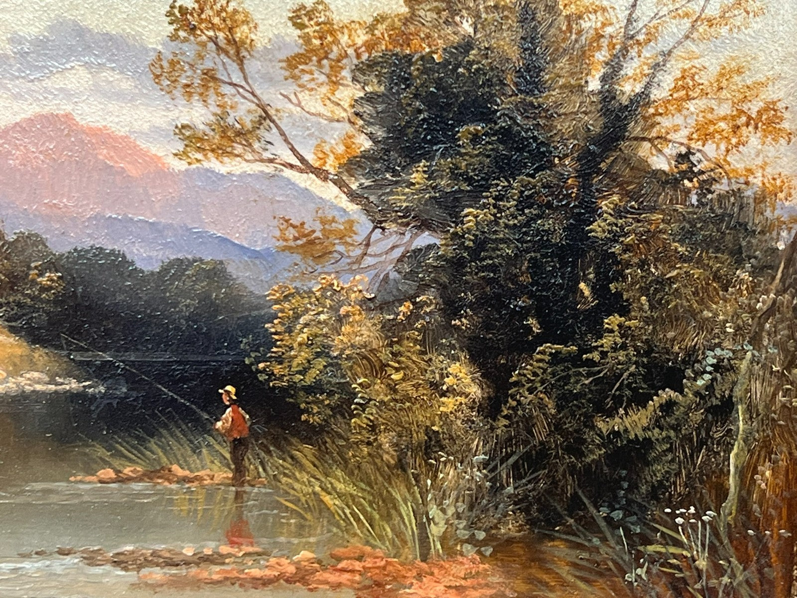 Pair of Original J. Howard Oil Paintings c.1880 Highland River Fishing Scenes
