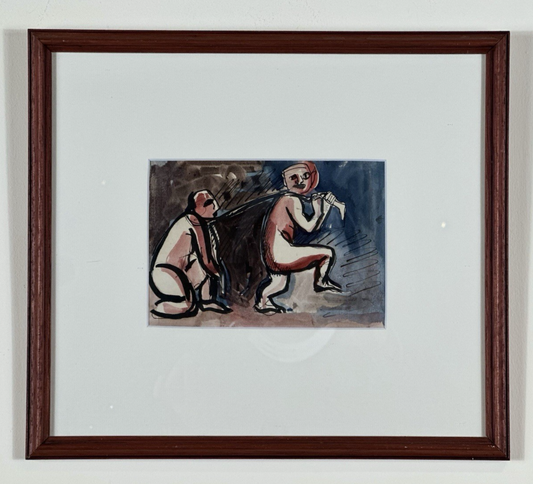 1985 Marzia Colonna - Two Figures Watercolour with Ink 1985 Maitland Dedicated