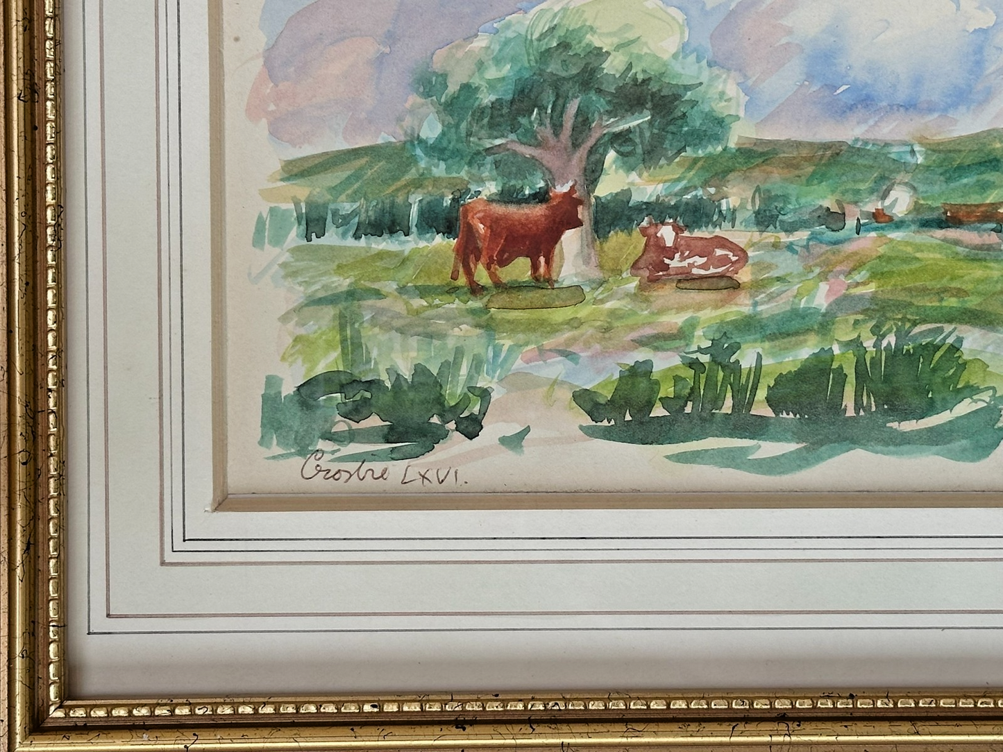 William Crosbie RSA ( Glasgow School ) Scottish Landscape Watercolour Cattle