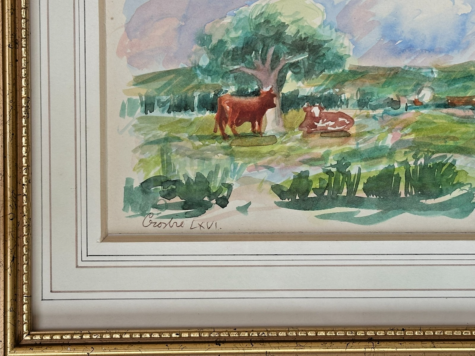 William Crosbie RSA ( Glasgow School ) Scottish Landscape Watercolour Cattle
