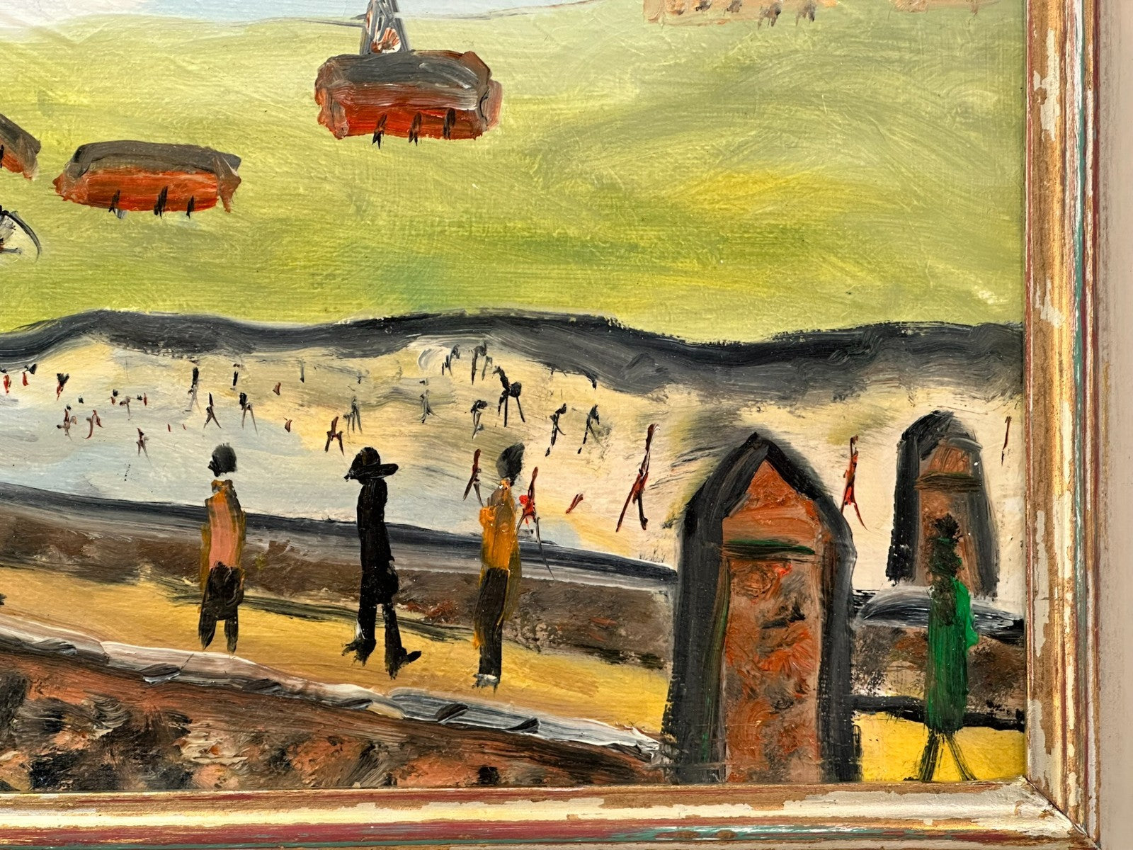 John Goodlad - Lowry Style Coastal Scene - Original Oil on Canvas Northern Art