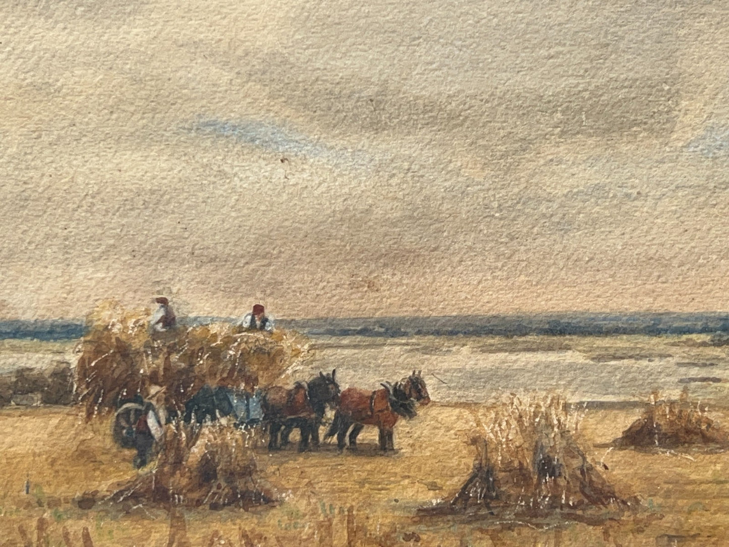 Original Harvest Scene Watercolour with RWS Stamp Manner of Henry John Kinnaird