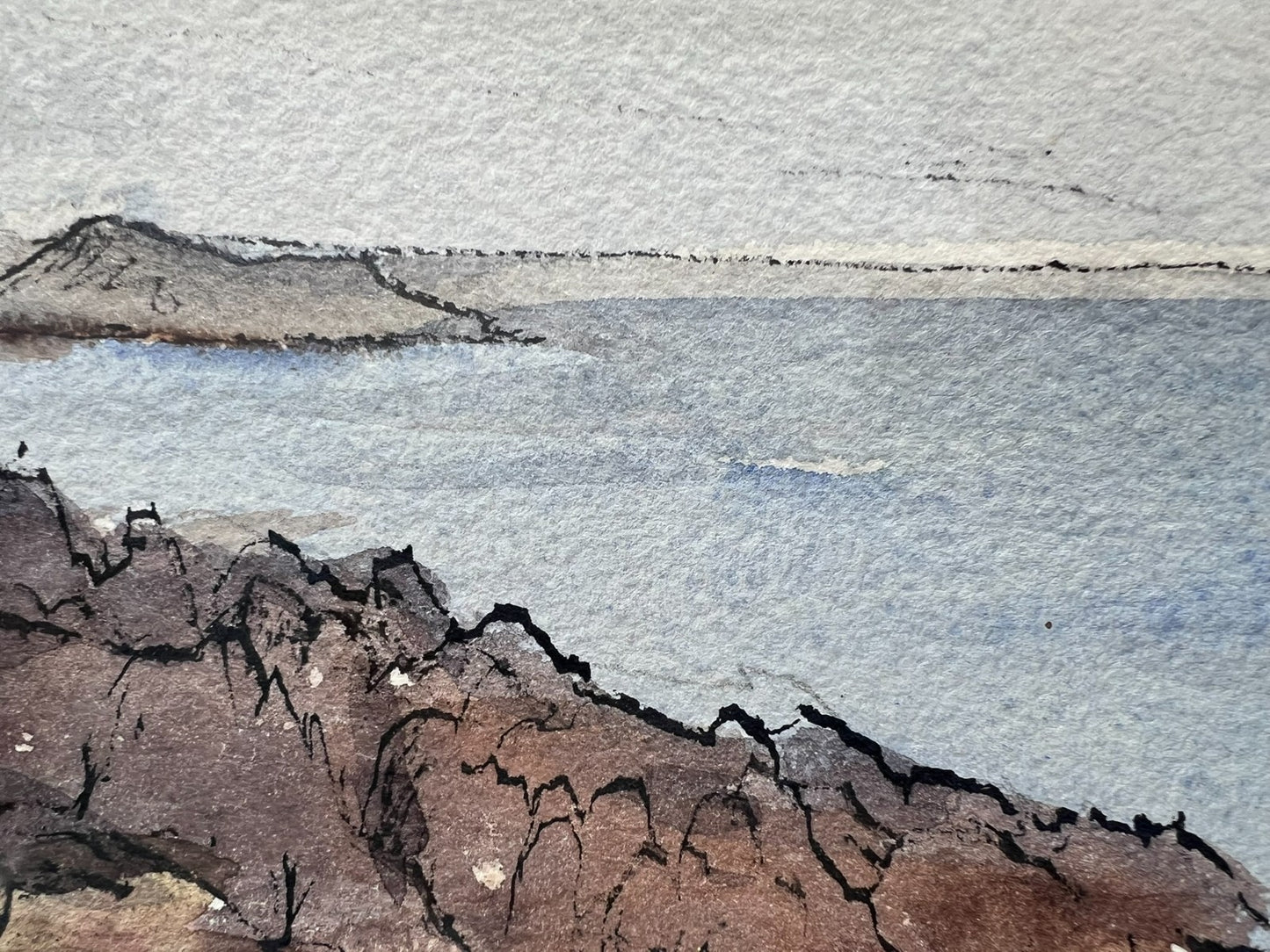 Frank Adcroft Signed Watercolour Coastal Scene 57x30cm St Abbs II Scottish Art