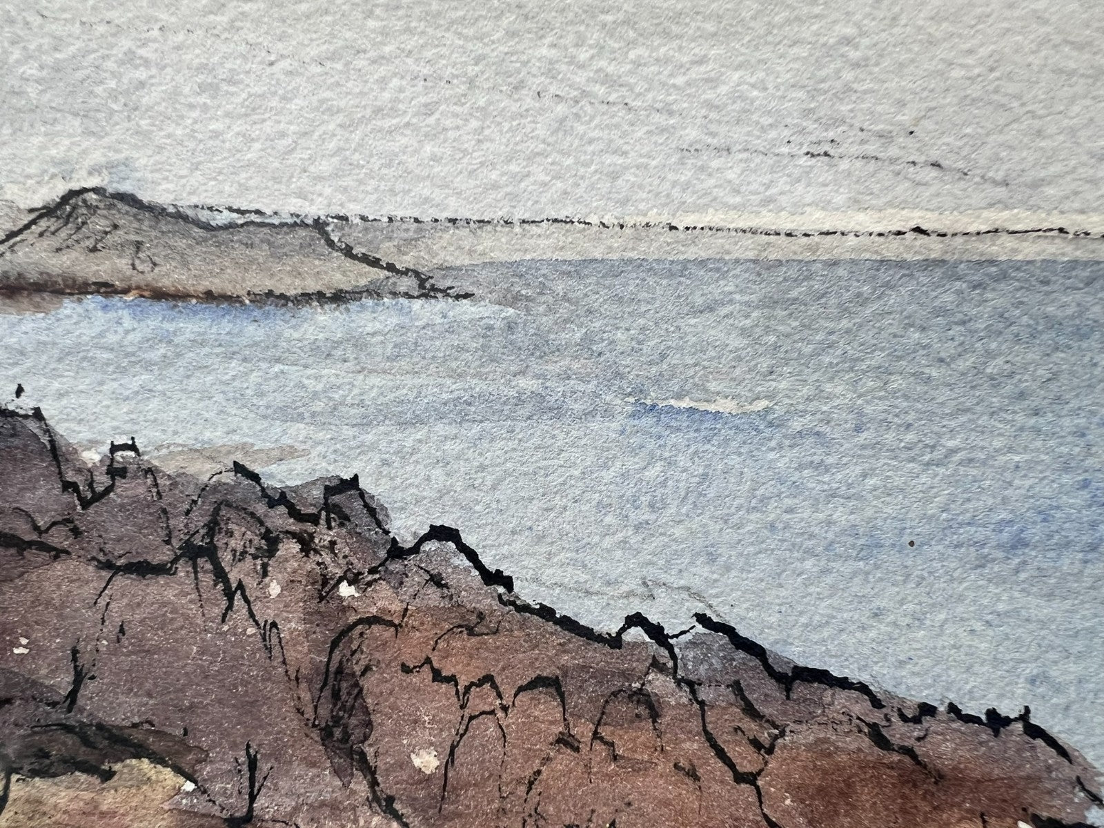 Frank Adcroft Signed Watercolour Coastal Scene 57x30cm St Abbs II Scottish Art