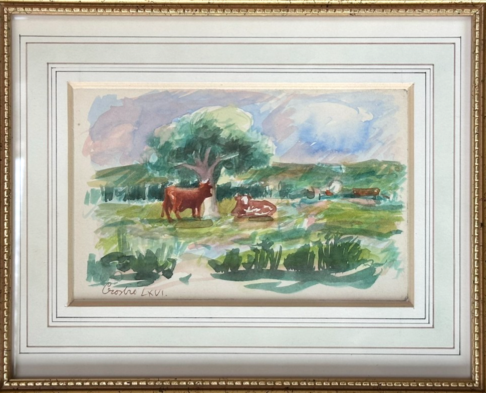 William Crosbie RSA ( Glasgow School ) Scottish Landscape Watercolour Cattle
