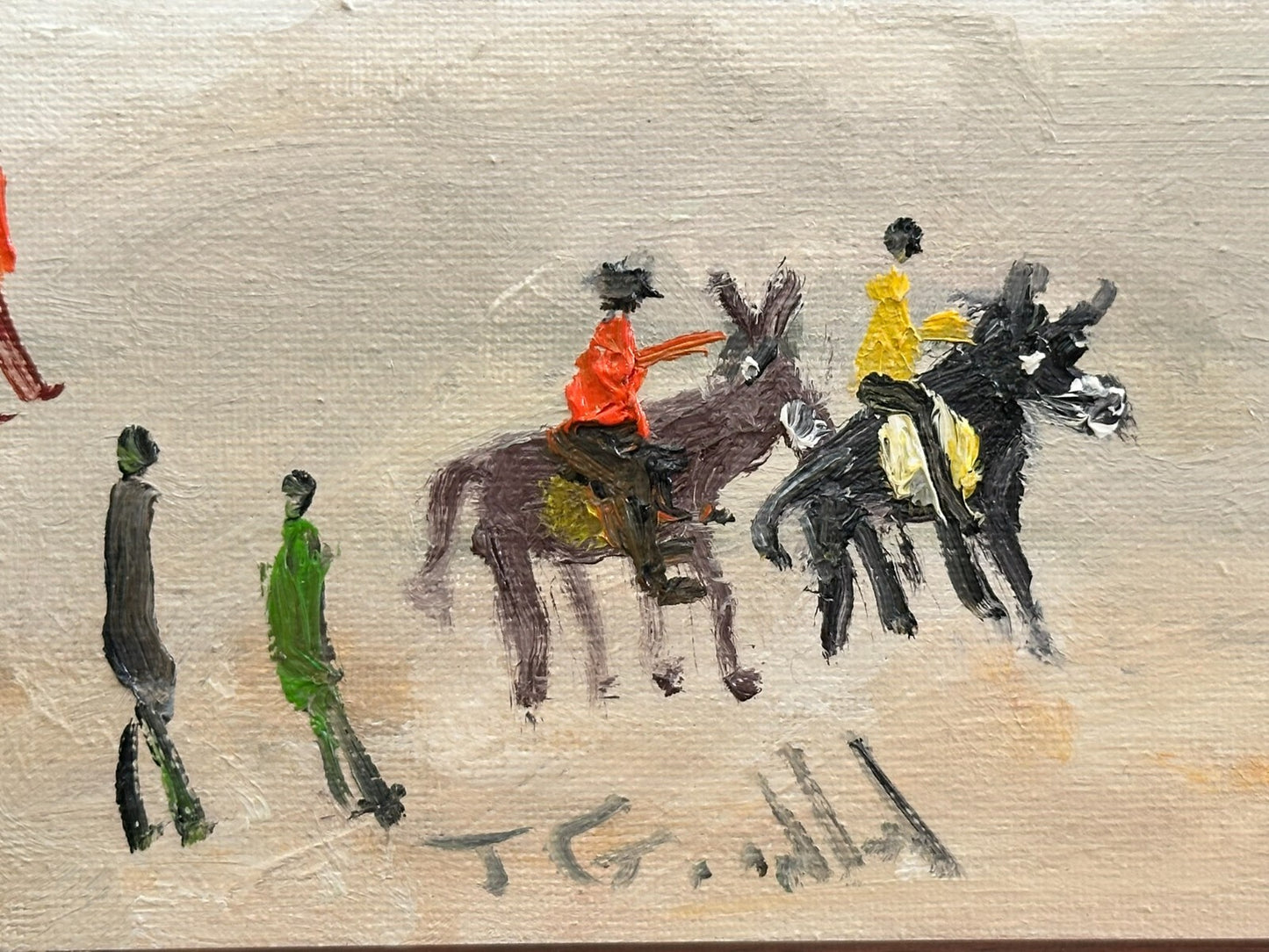 John Goodlad - Lowry Style Beach Scene - Original Northern Art Oil on Canvas