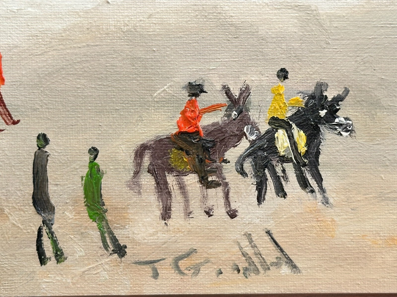 John Goodlad - Lowry Style Beach Scene - Original Northern Art Oil on Canvas