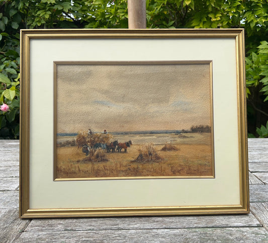 Original Harvest Scene Watercolour with RWS Stamp Manner of Henry John Kinnaird