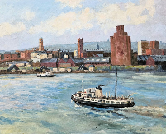 Keith Gardner RCA - River Mersey Birkenhead Ferry . Double sided Original Oil