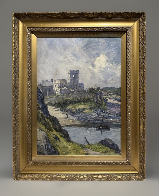 John A Henderson Tarbet - Inchcolm Abbey - Scottish Coastal Watercolour 47x33cm