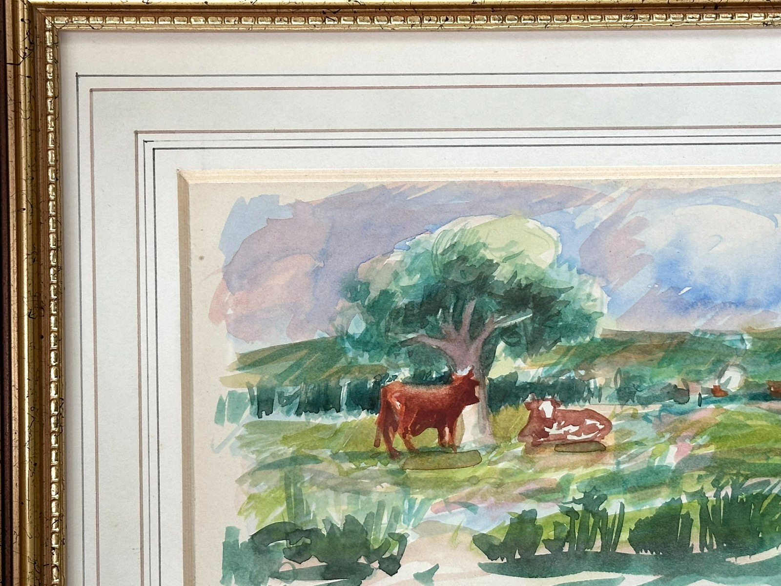 William Crosbie RSA ( Glasgow School ) Scottish Landscape Watercolour Cattle