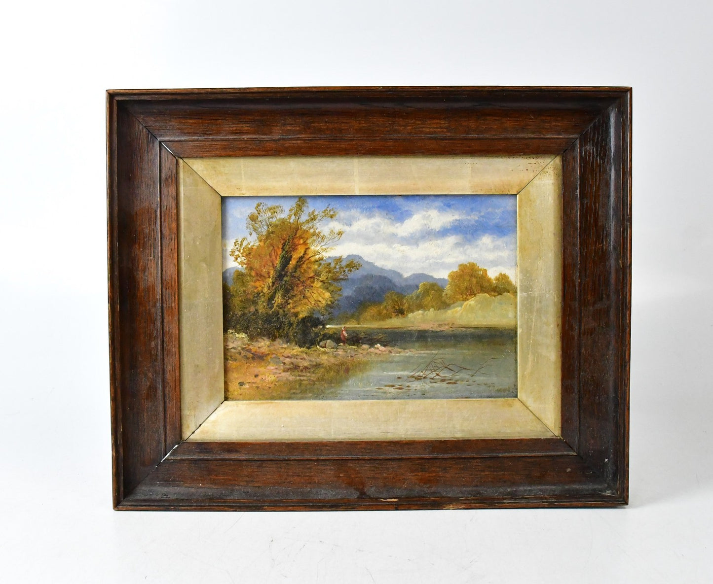 Pair of Original J. Howard Oil Paintings c.1880 Highland River Fishing Scenes