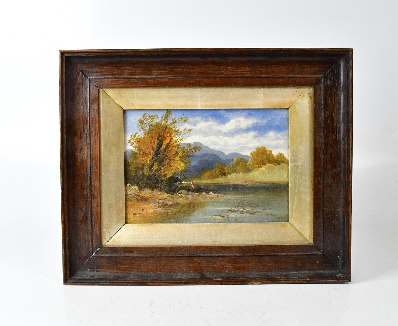 Pair of Original J. Howard Oil Paintings c.1880 Highland River Fishing Scenes