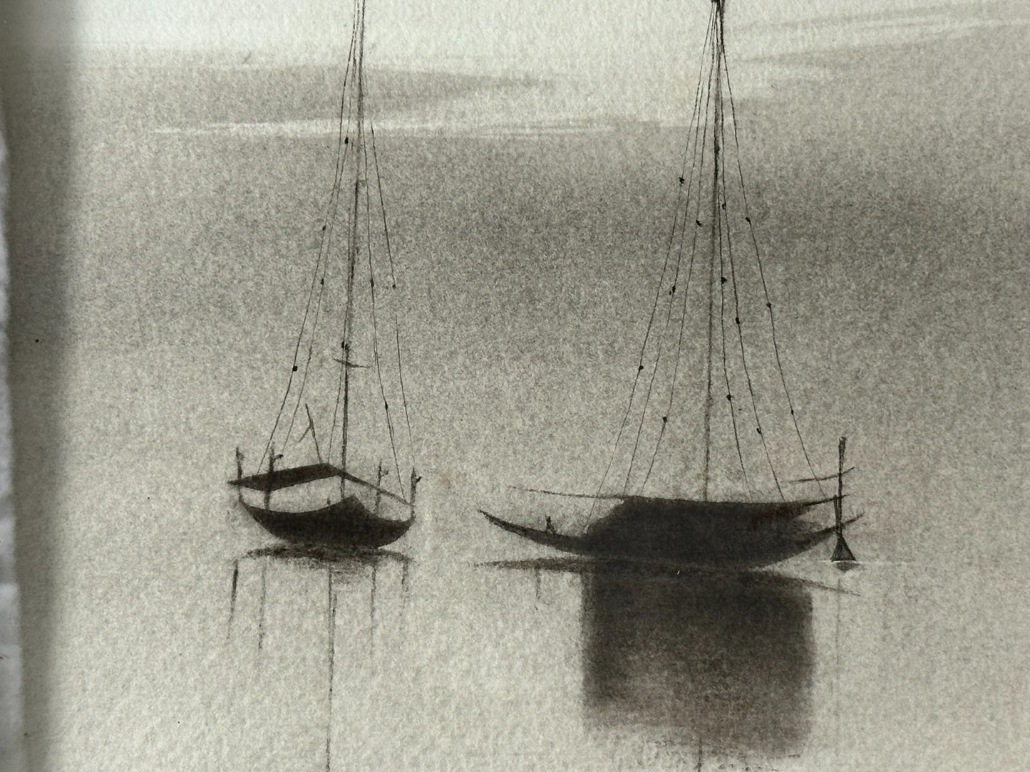 Gopal Ghose Original Watercolour - Morning Mist, The Hooghly - Indian Modernist