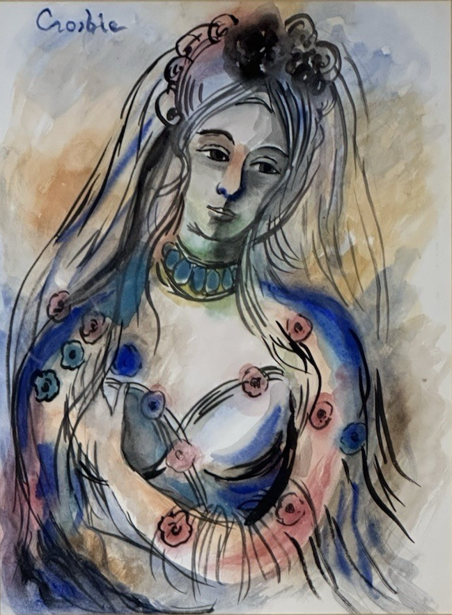 William Crosbie RSA RGI( Glasgow School ) Female Portrait – Mixed Media 40x30 cm