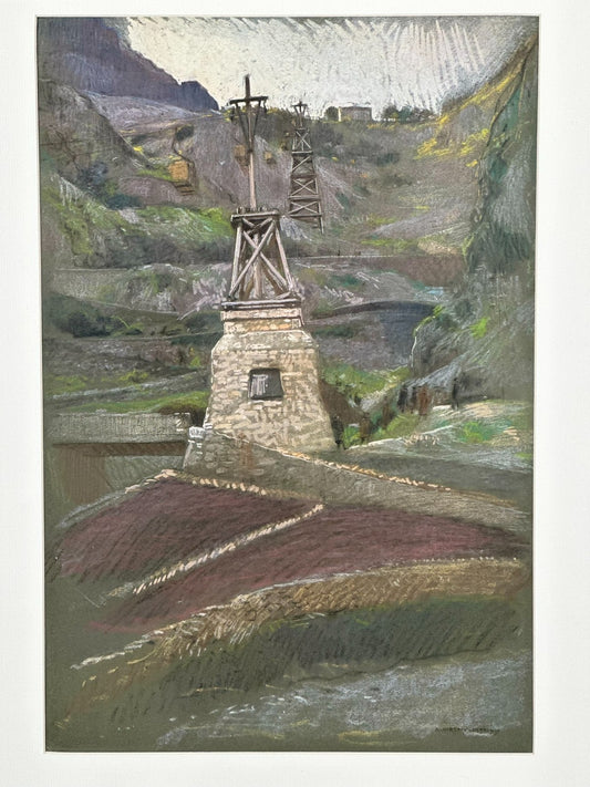 Adolf Hiremy-Hirschl Pastel Quarry Scene 1917 Austro-Hungarian 48x32cm