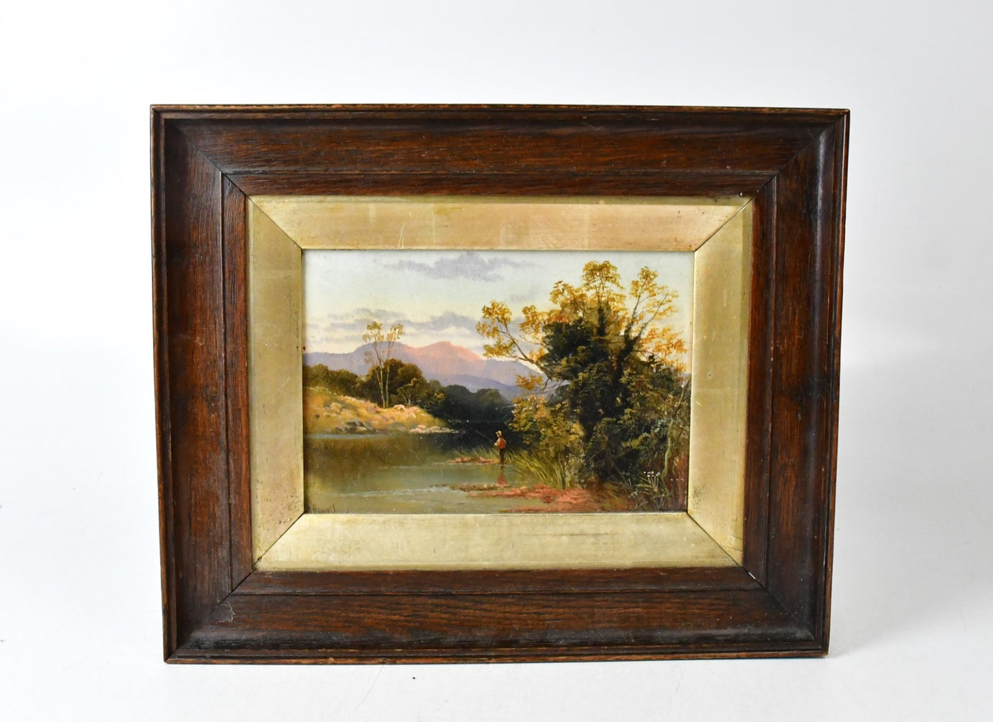 Pair of Original J. Howard Oil Paintings c.1880 Highland River Fishing Scenes
