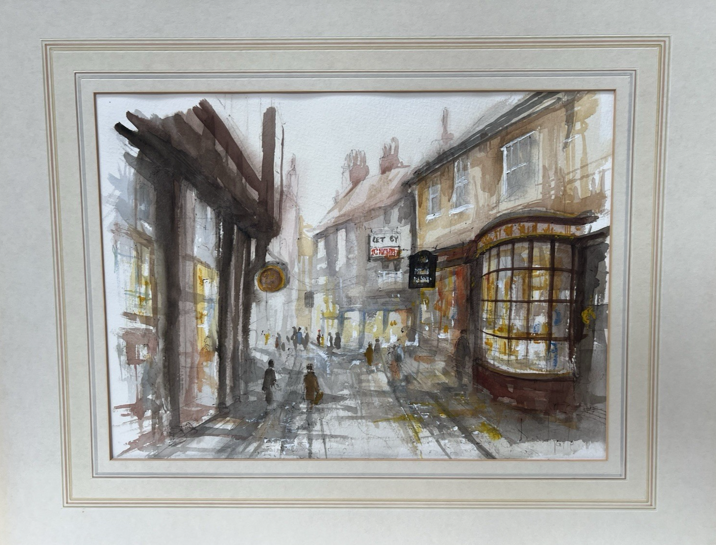 Ben Maile Original Watercolour "Old York" Framed Glazed 37x27cm Signed