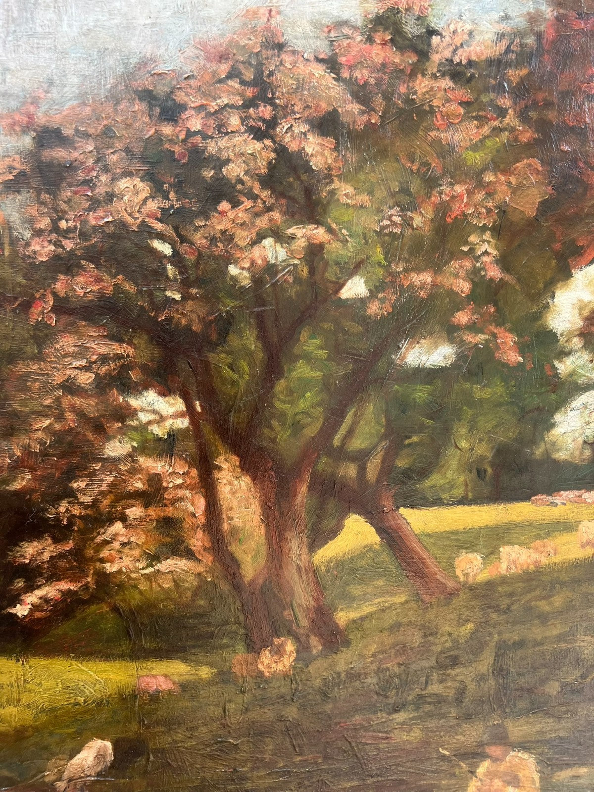 Francis S Walker RHA RE – Irish Oil on Board Stunning Blossom Landscape 45×60cm