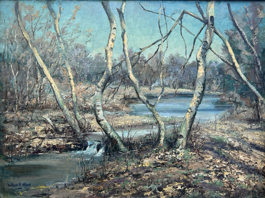 Original 1930s British Landscape Arthur E. Milne – With Crackling Leaf Underfoot