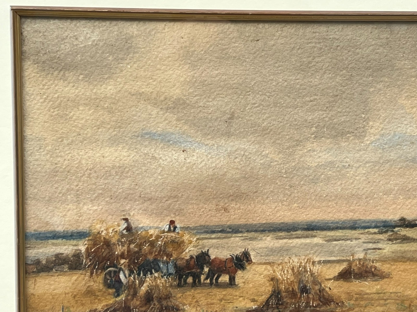 Original Harvest Scene Watercolour with RWS Stamp Manner of Henry John Kinnaird