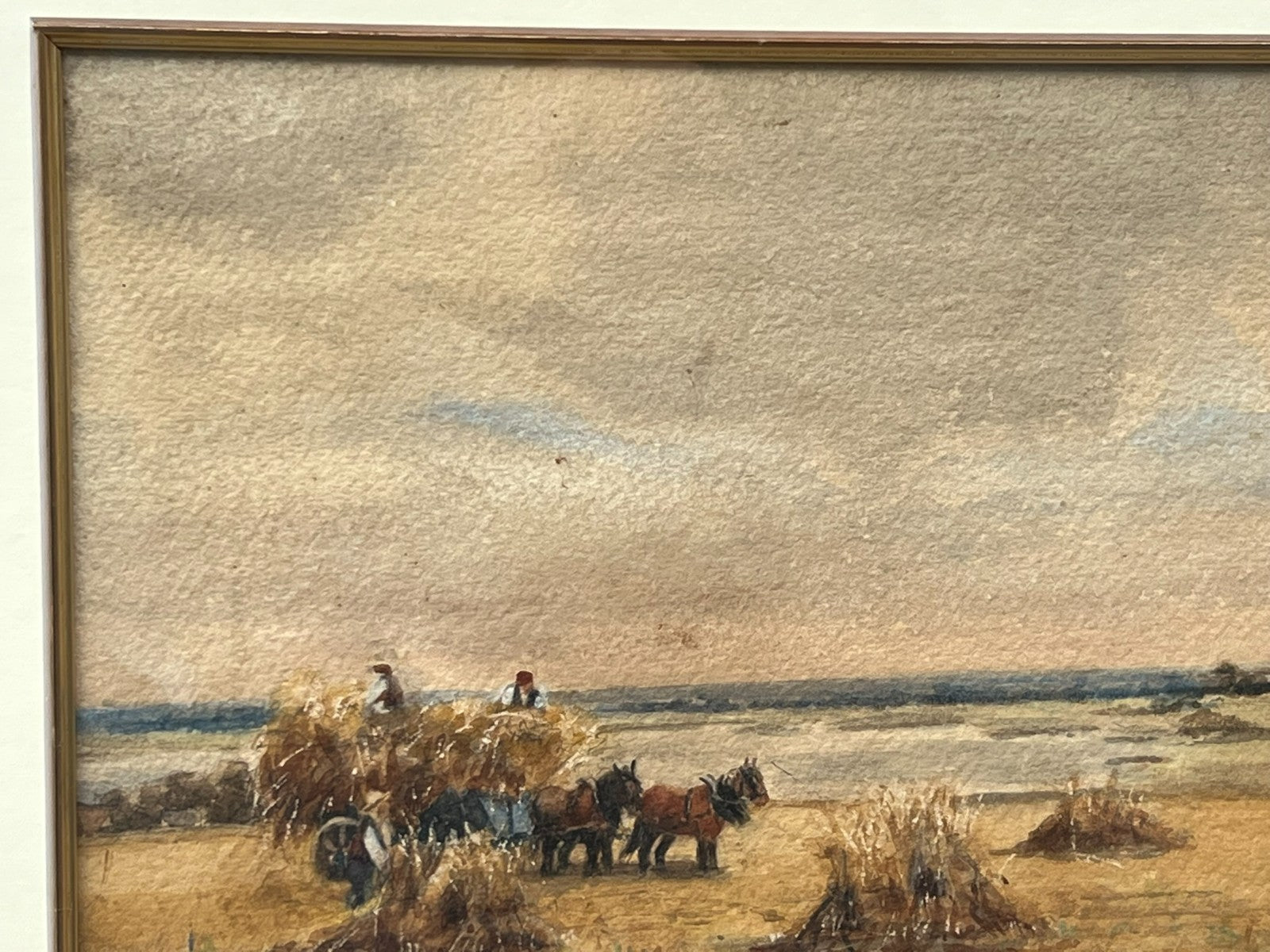 Original Harvest Scene Watercolour with RWS Stamp Manner of Henry John Kinnaird