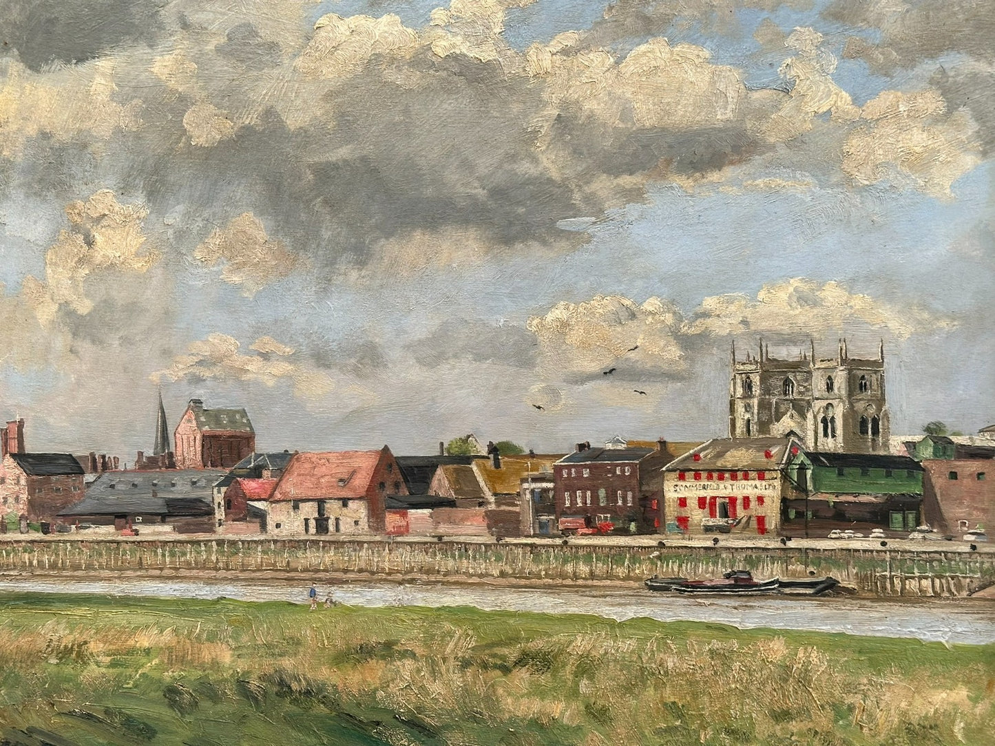 Original Thomas Kerkham Oil Painting -Slade School South Quay Kings Lynn Norfolk