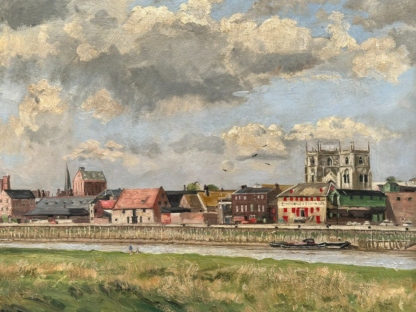 Original Thomas Kerkham Oil Painting -Slade School South Quay Kings Lynn Norfolk