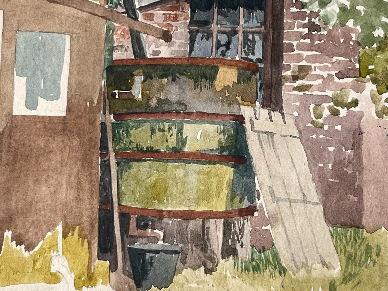 Harry Bush ROI Suburban Garden Scene London Watercolour Framed