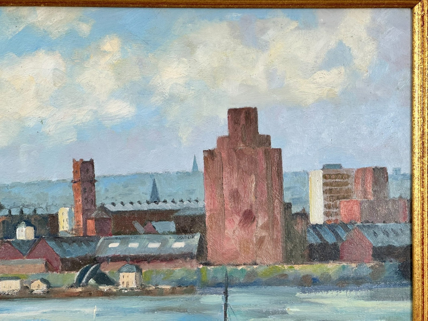 Keith Gardner RCA - River Mersey Birkenhead Ferry . Double sided Original Oil