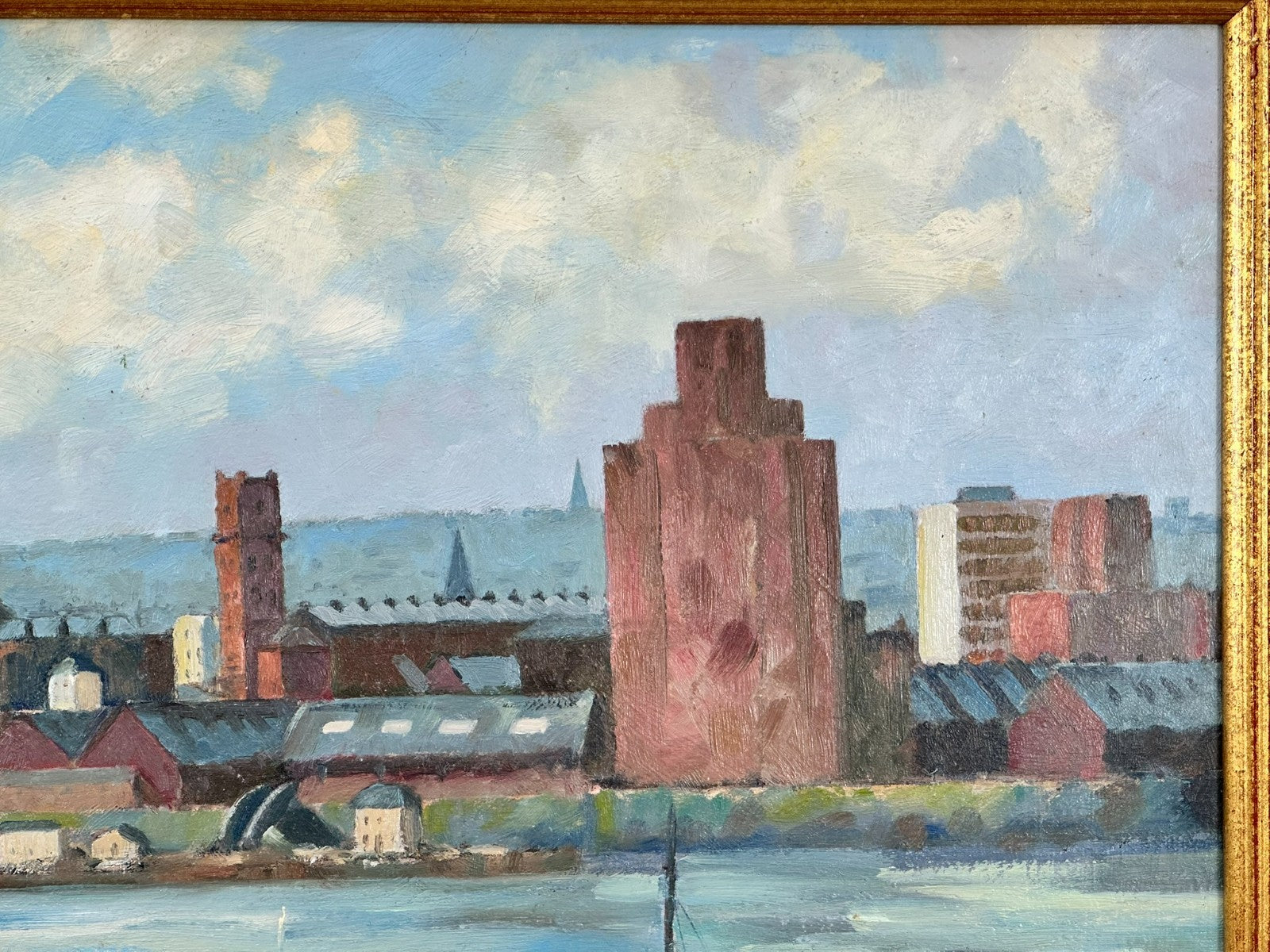 Keith Gardner RCA - River Mersey Birkenhead Ferry . Double sided Original Oil