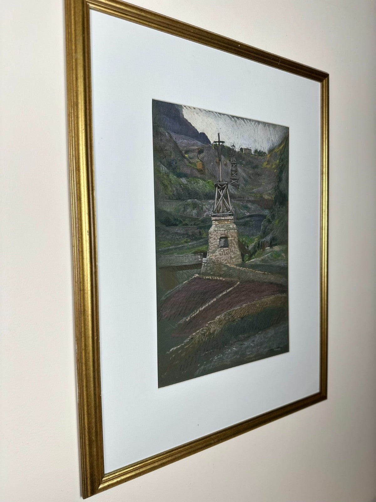 Adolf Hiremy-Hirschl Pastel Quarry Scene 1917 Austro-Hungarian 48x32cm