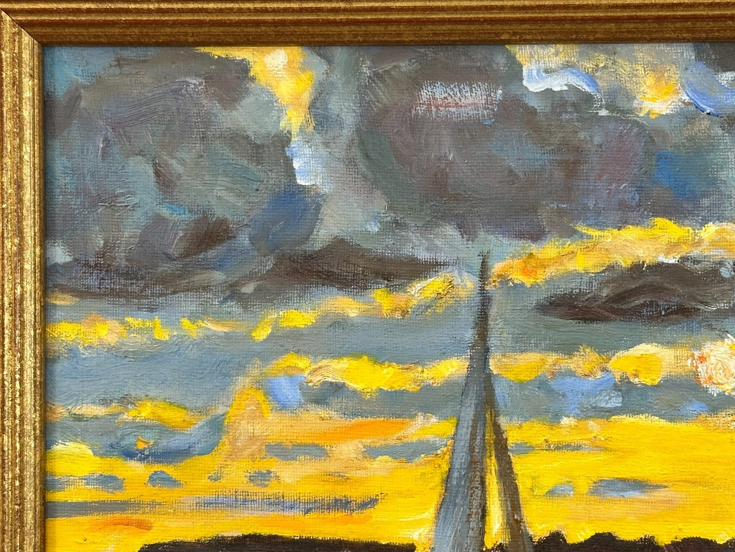 Keith Gardner RCA - Coastal Sunset . Original Oil Painting Harbour Boat Framed