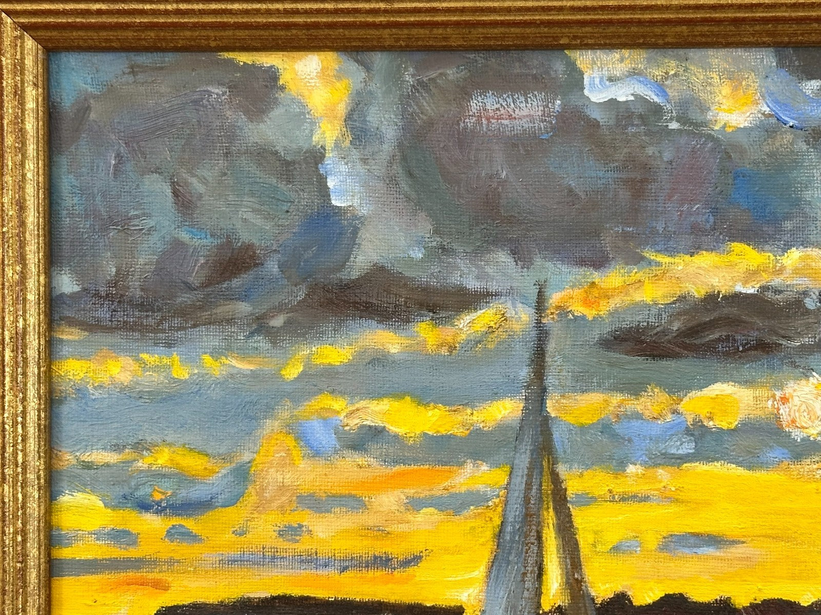 Keith Gardner RCA - Coastal Sunset . Original Oil Painting Harbour Boat Framed