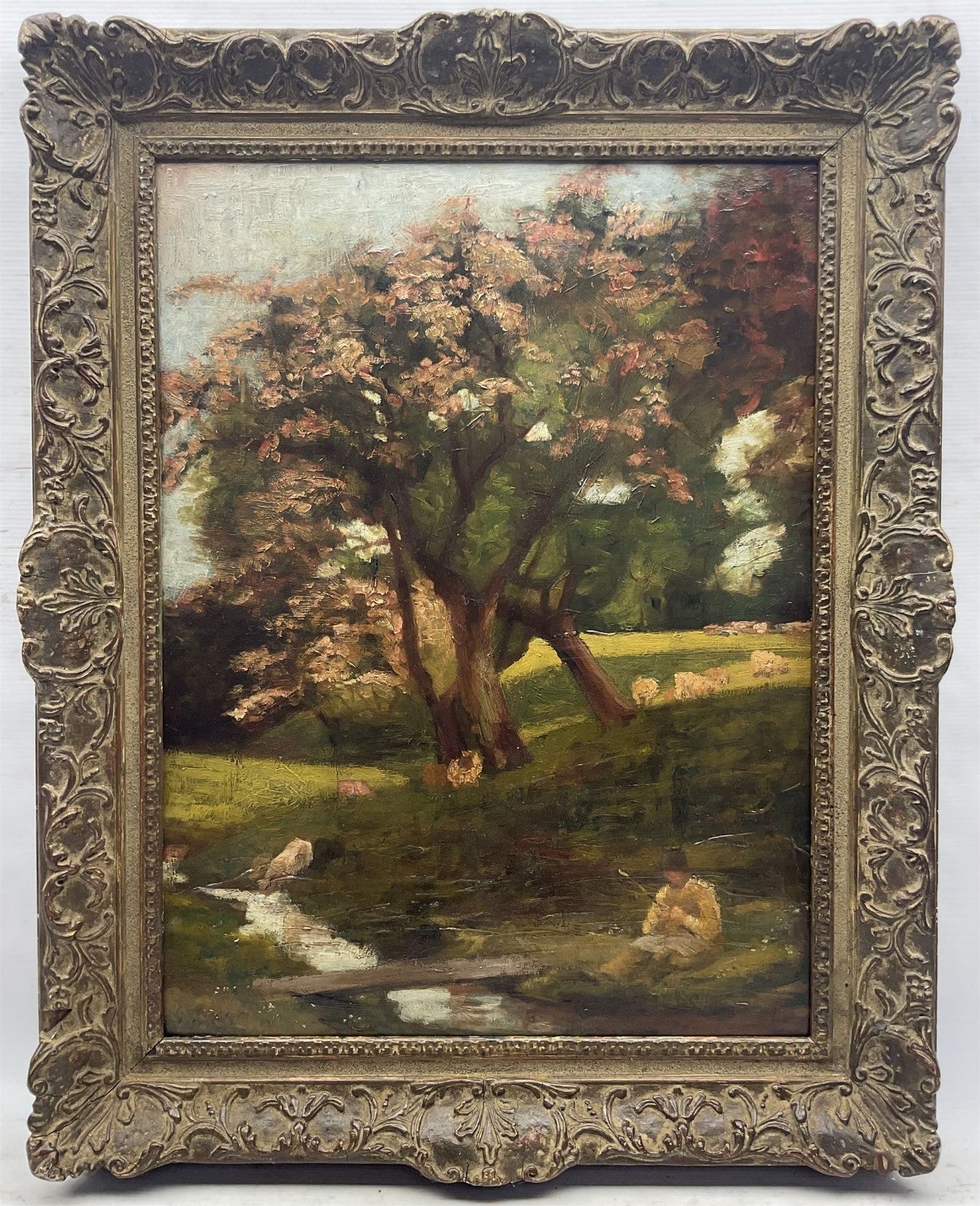 Francis S Walker RHA RE - Irish Oil on Board Stunning Blossom Landscape 45x60cm