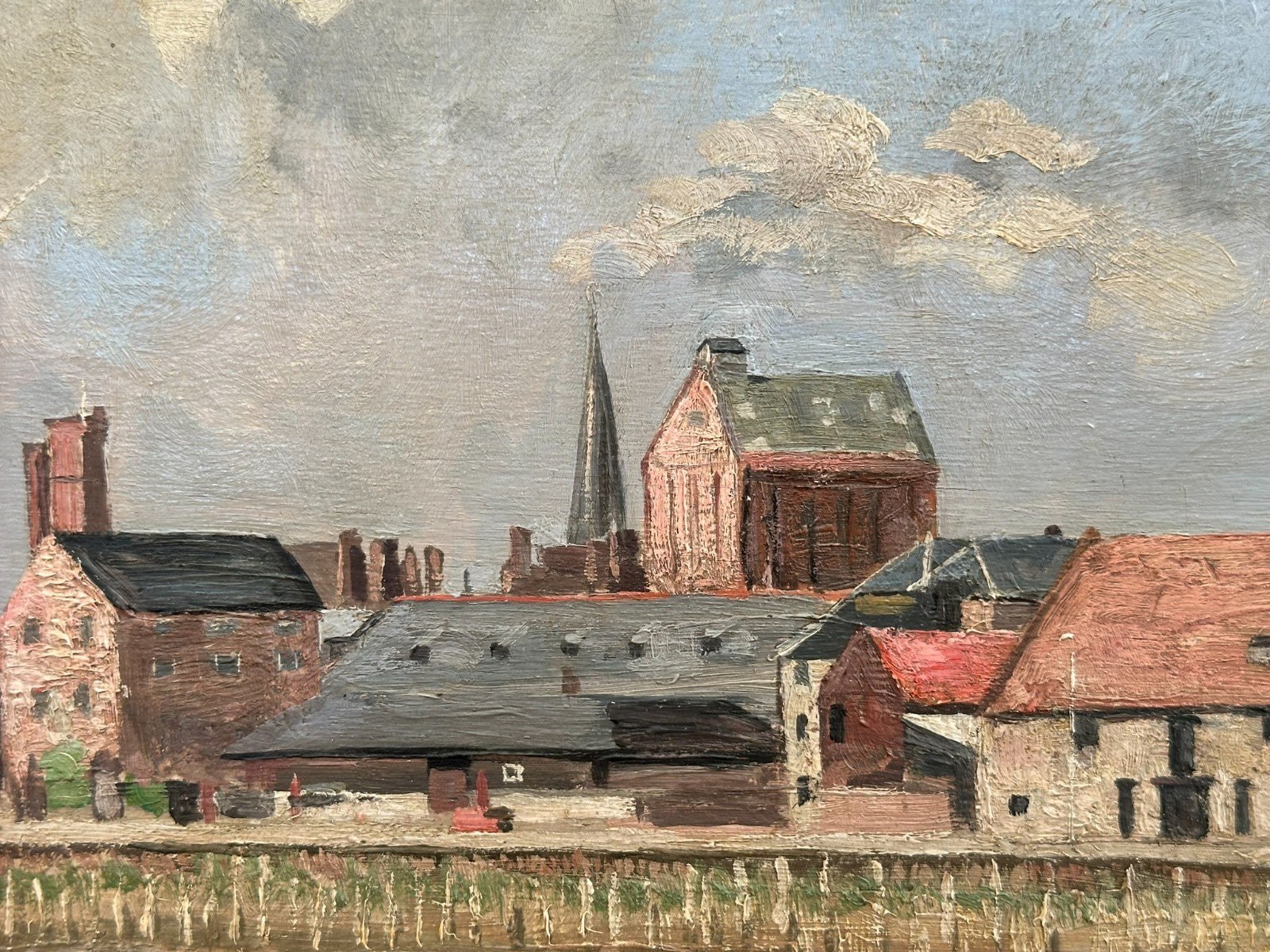 Original Thomas Kerkham Oil Painting -Slade School South Quay Kings Lynn Norfolk