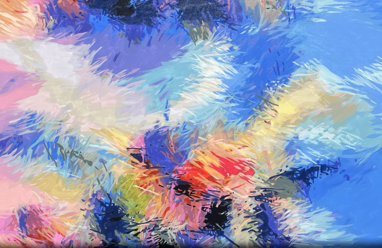 Daniel Bulimar Henciu Abstract Acrylic Painting 146×96cm - Free Delivery in NW