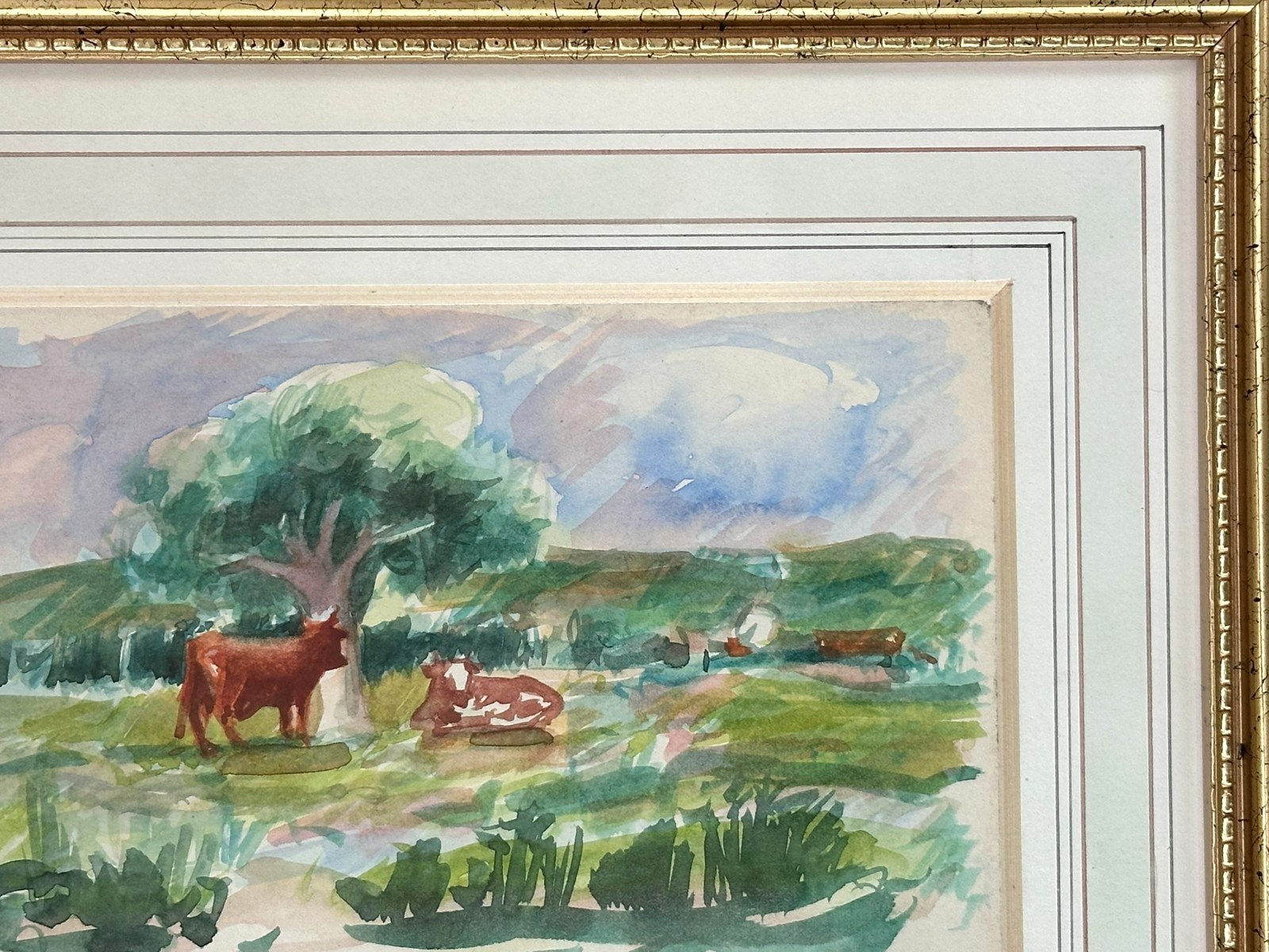 William Crosbie RSA ( Glasgow School ) Scottish Landscape Watercolour Cattle
