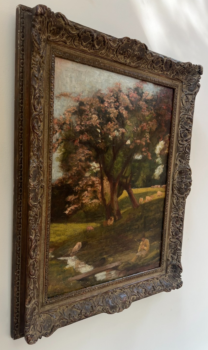 Francis S Walker RHA RE – Irish Oil on Board Stunning Blossom Landscape 45×60cm