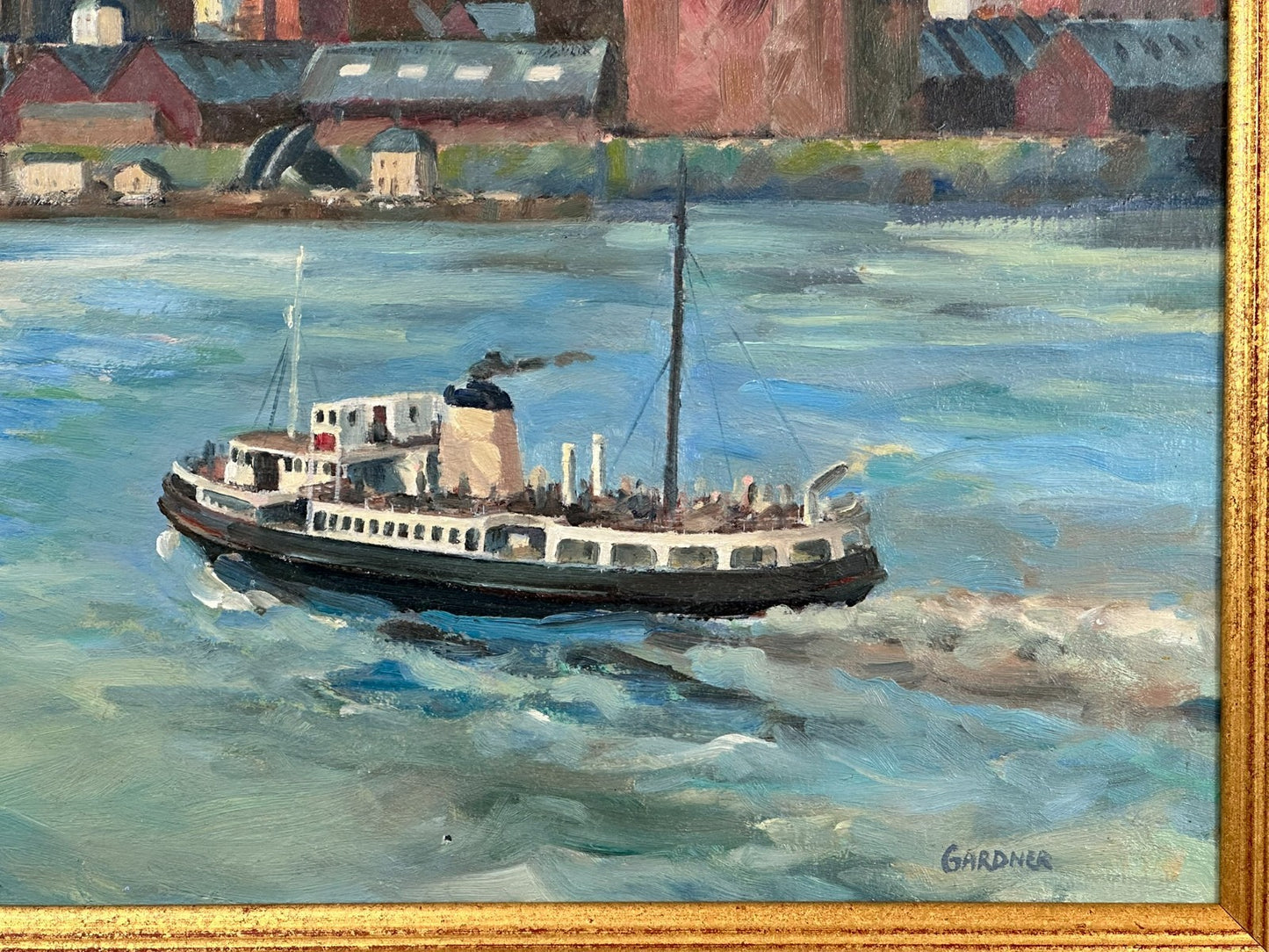 Keith Gardner RCA - River Mersey Birkenhead Ferry . Double sided Original Oil