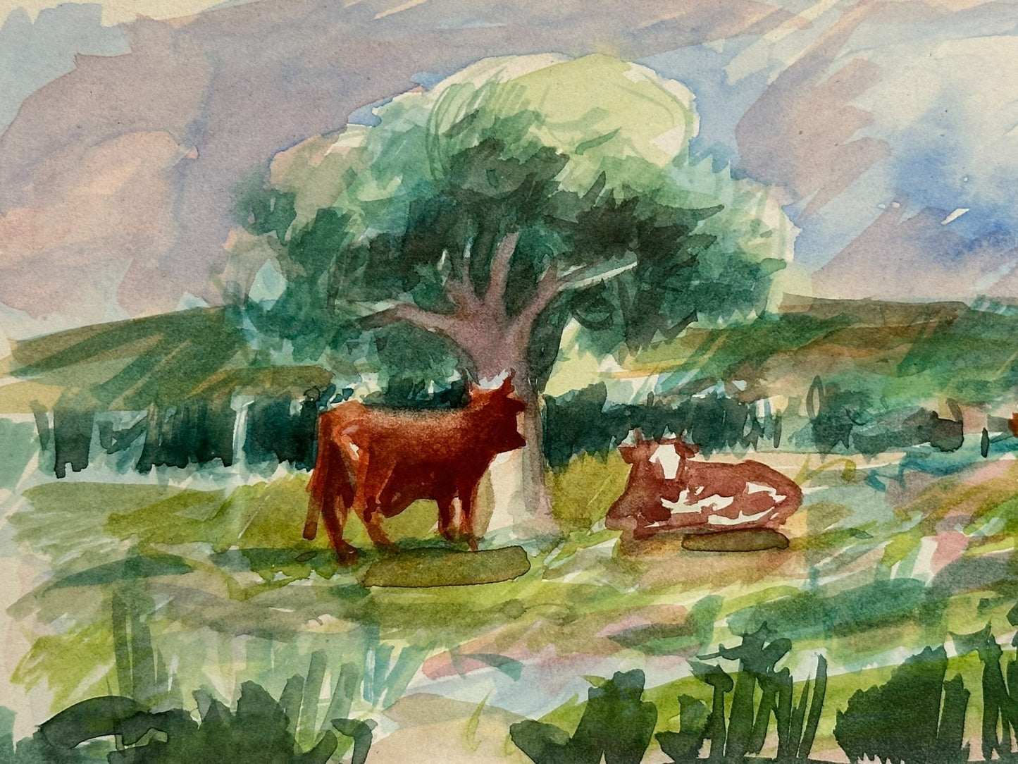 William Crosbie RSA ( Glasgow School ) Scottish Landscape Watercolour Cattle