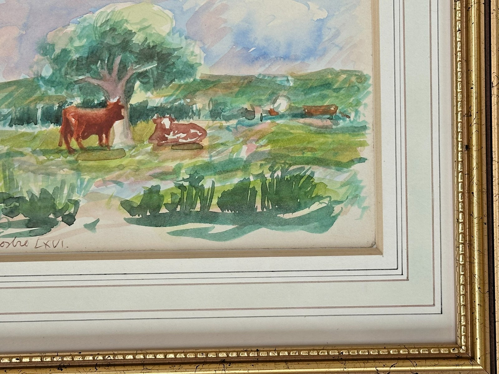William Crosbie RSA ( Glasgow School ) Scottish Landscape Watercolour Cattle