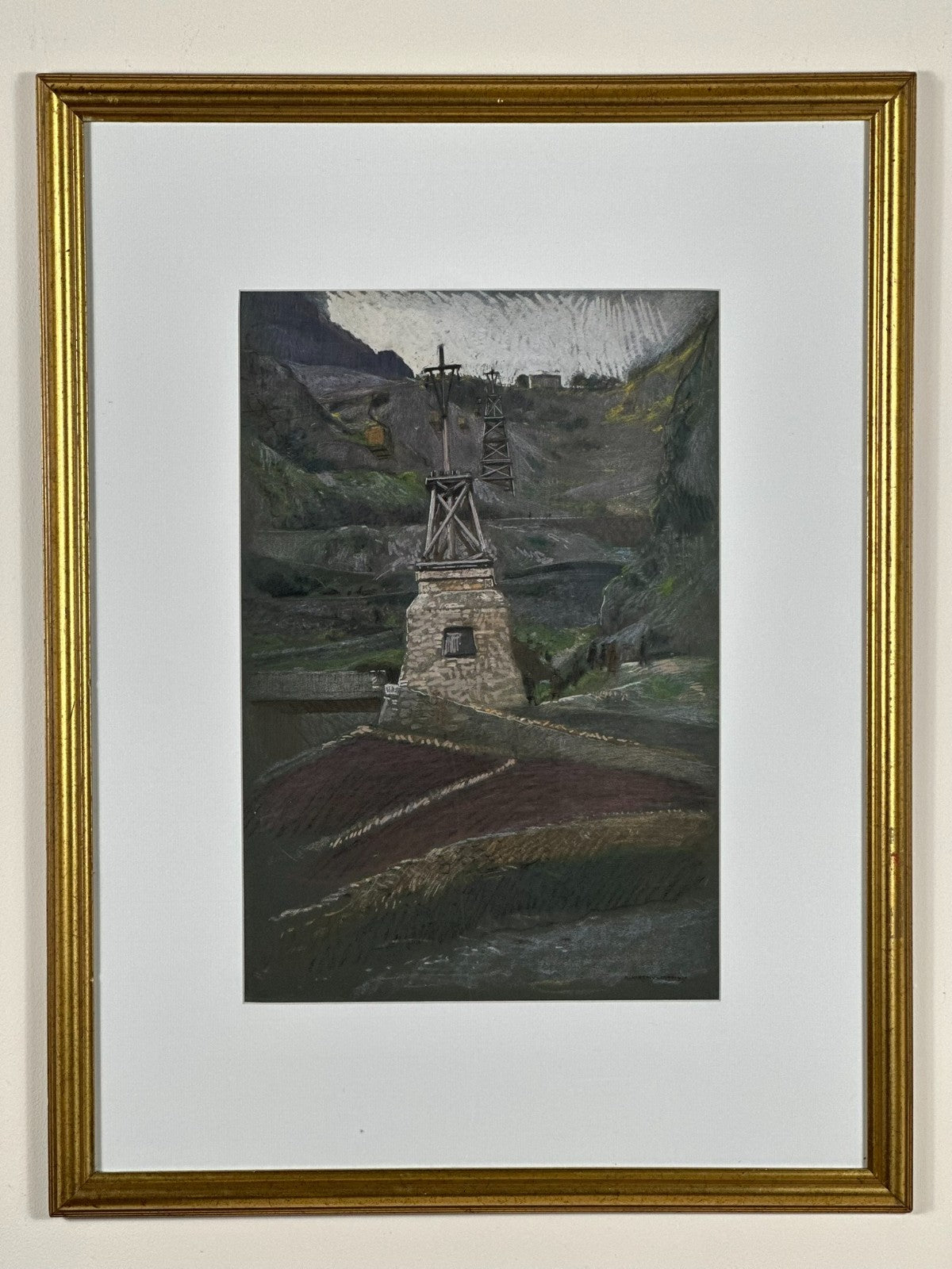 Adolf Hiremy-Hirschl Pastel Quarry Scene 1917 Austro-Hungarian 48x32cm