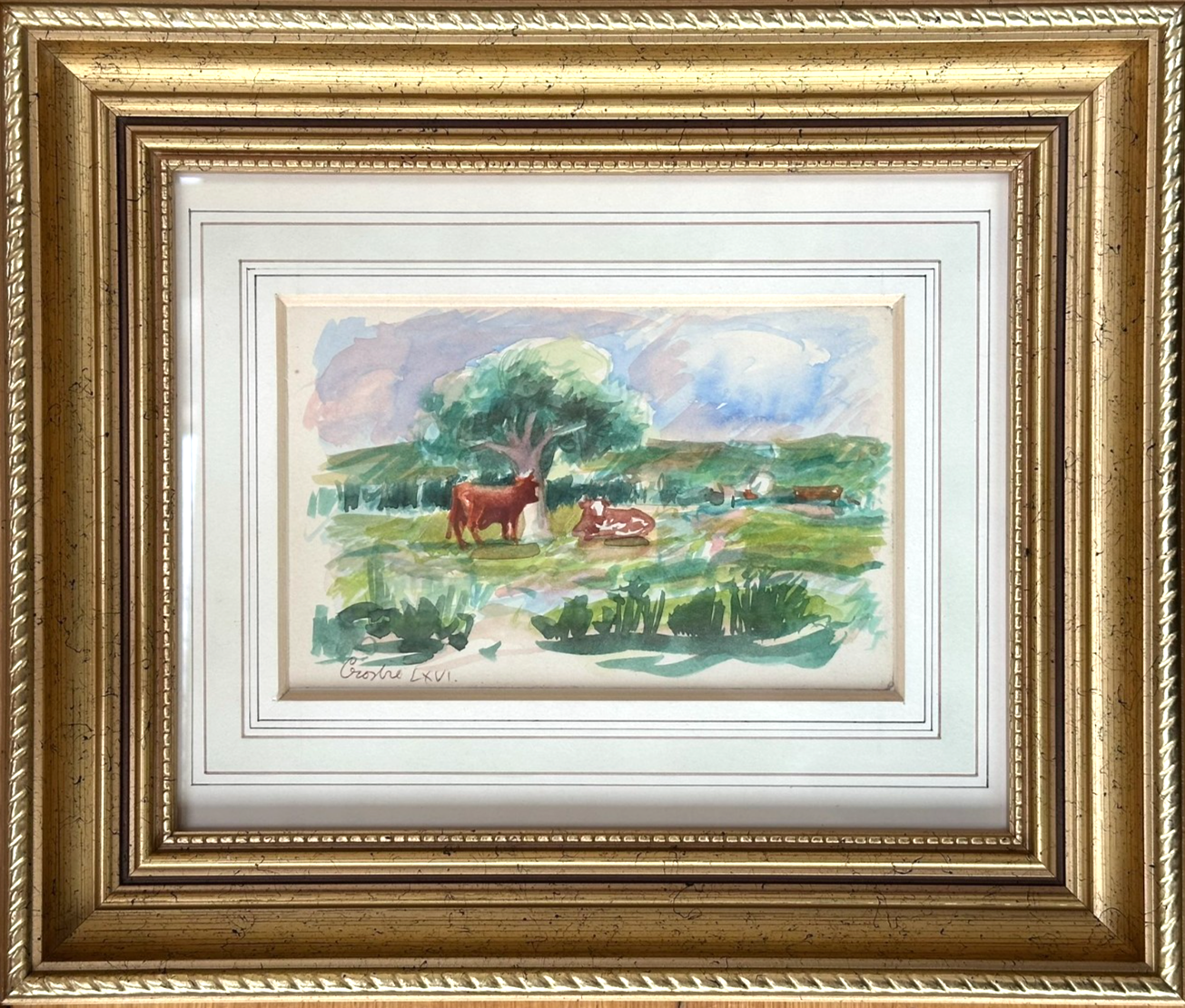 William Crosbie RSA ( Glasgow School ) Scottish Landscape Watercolour Cattle