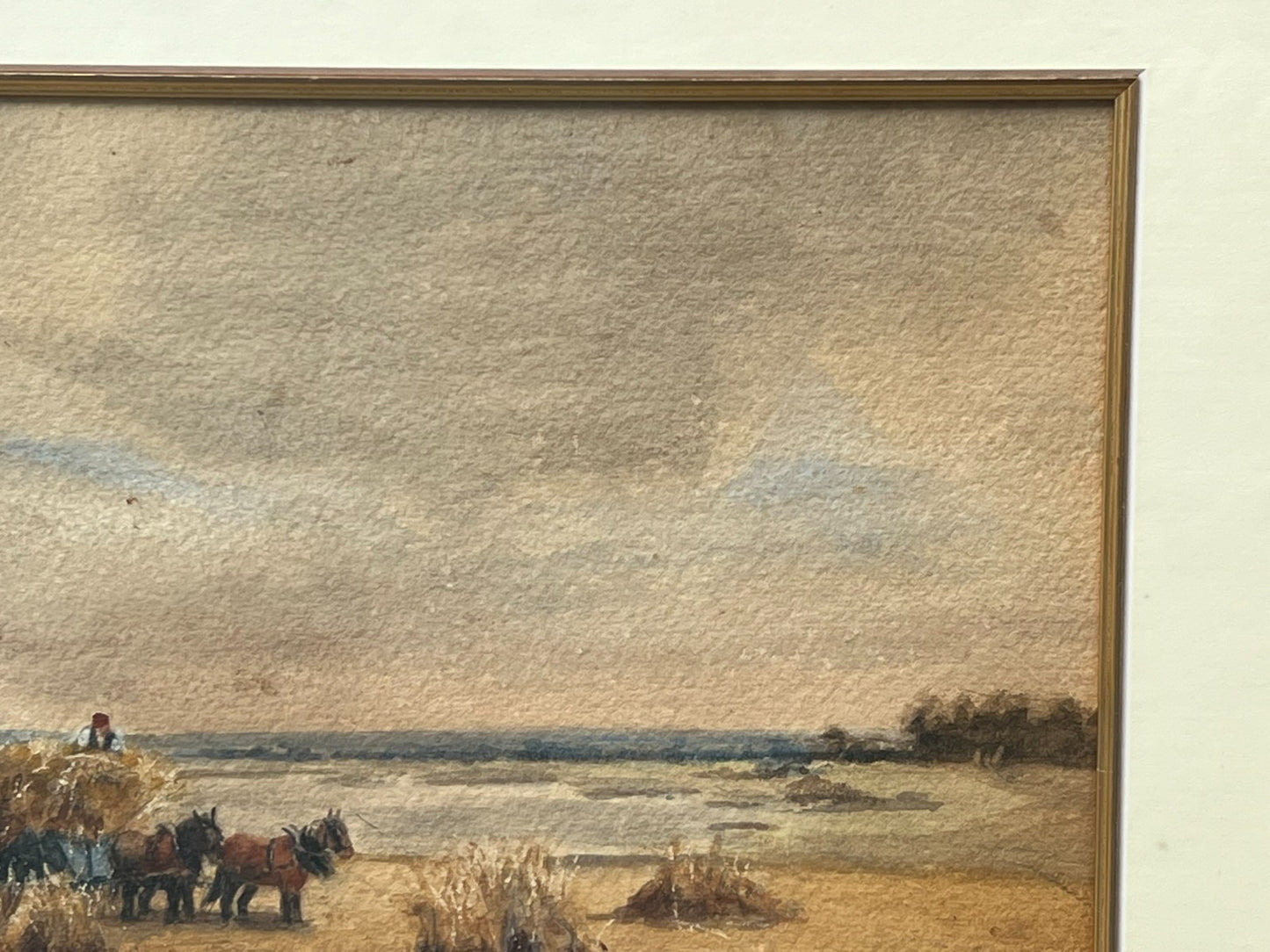 Original Harvest Scene Watercolour with RWS Stamp Manner of Henry John Kinnaird