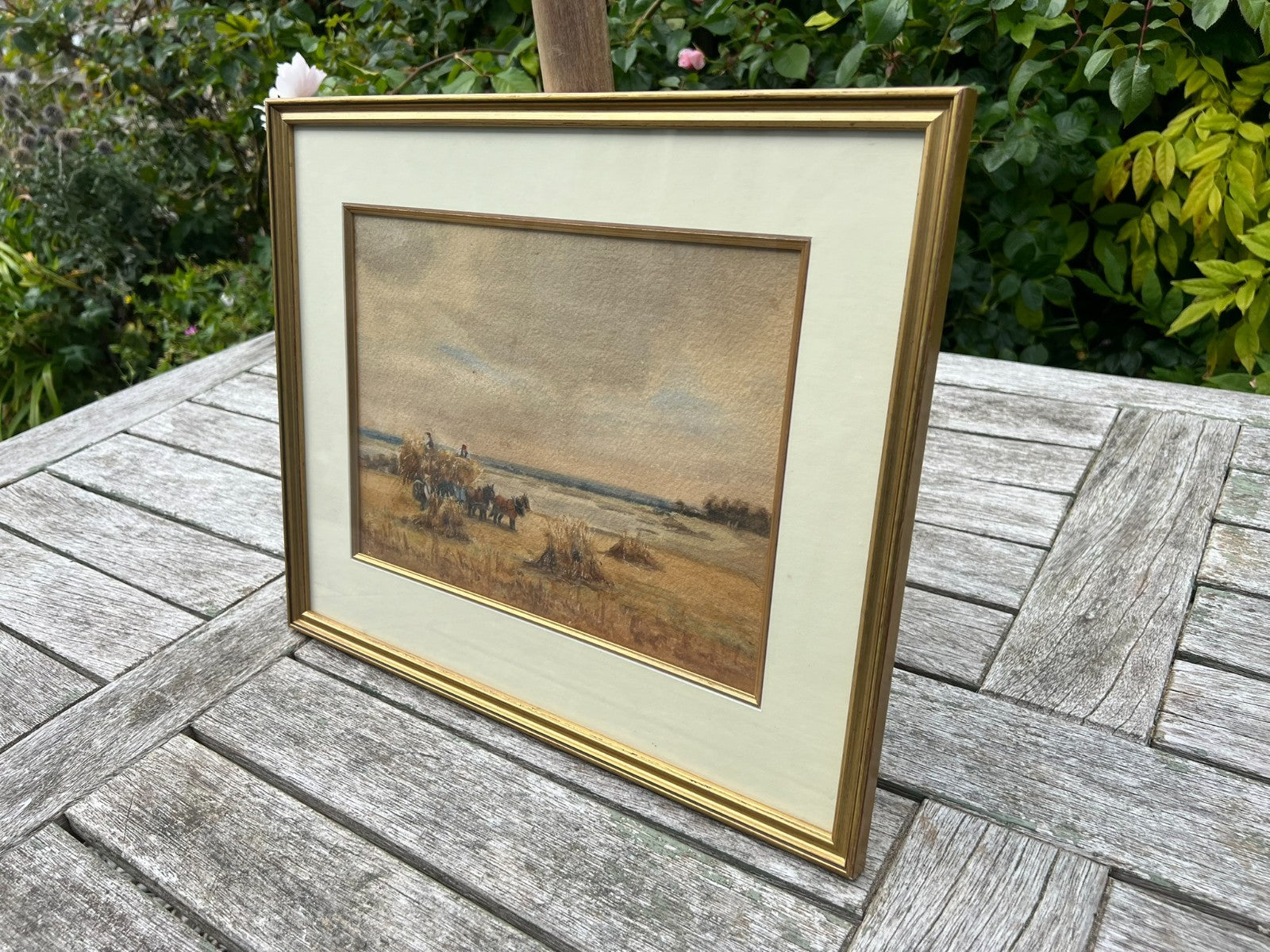 Original Harvest Scene Watercolour with RWS Stamp Manner of Henry John Kinnaird