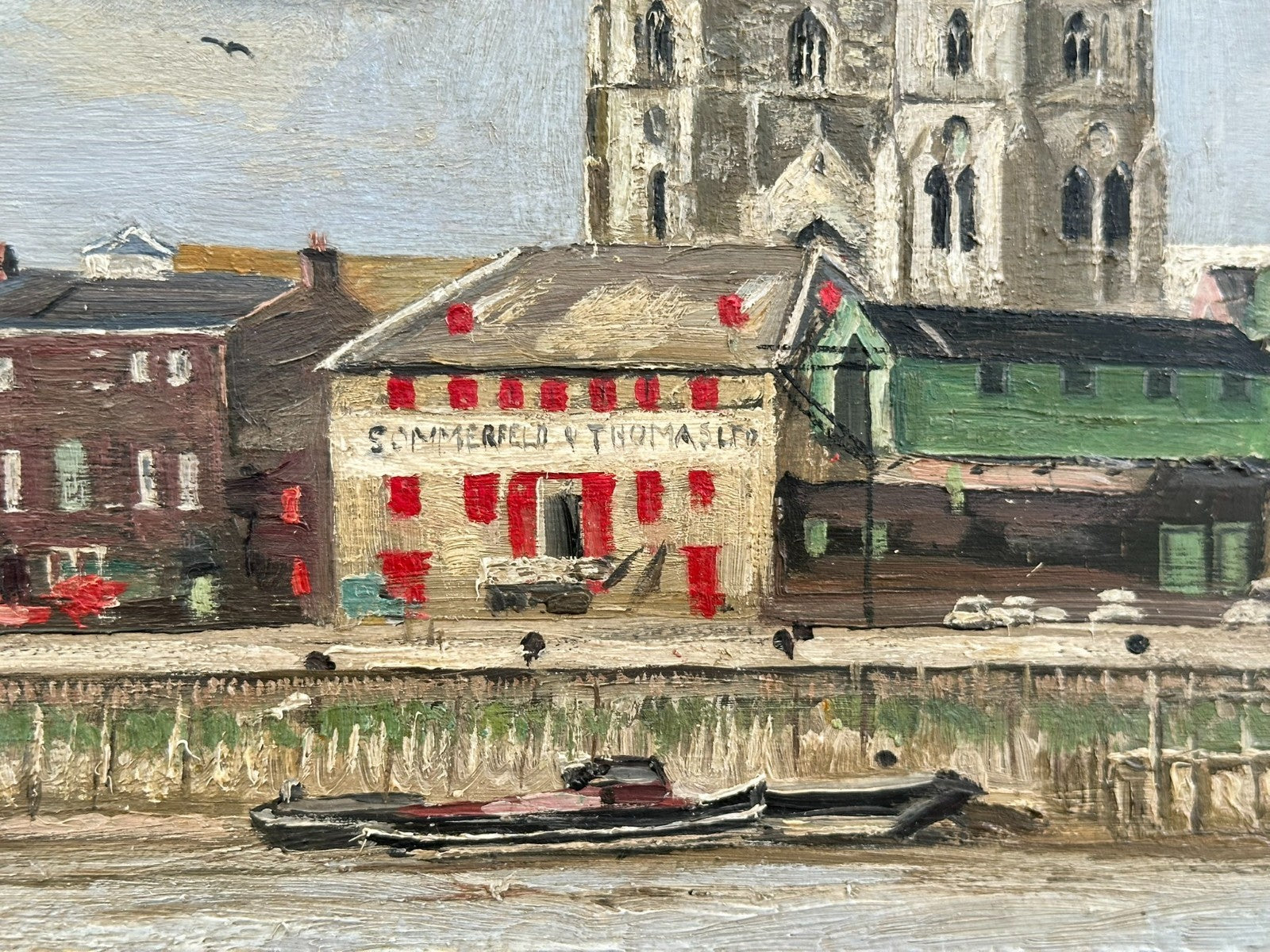 Original Thomas Kerkham Oil Painting -Slade School South Quay Kings Lynn Norfolk