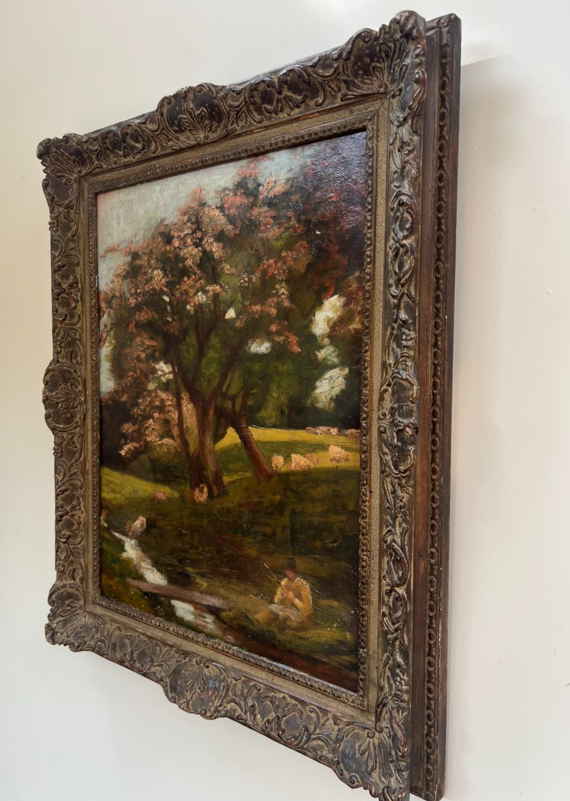 Francis S Walker RHA RE – Irish Oil on Board Stunning Blossom Landscape 45×60cm