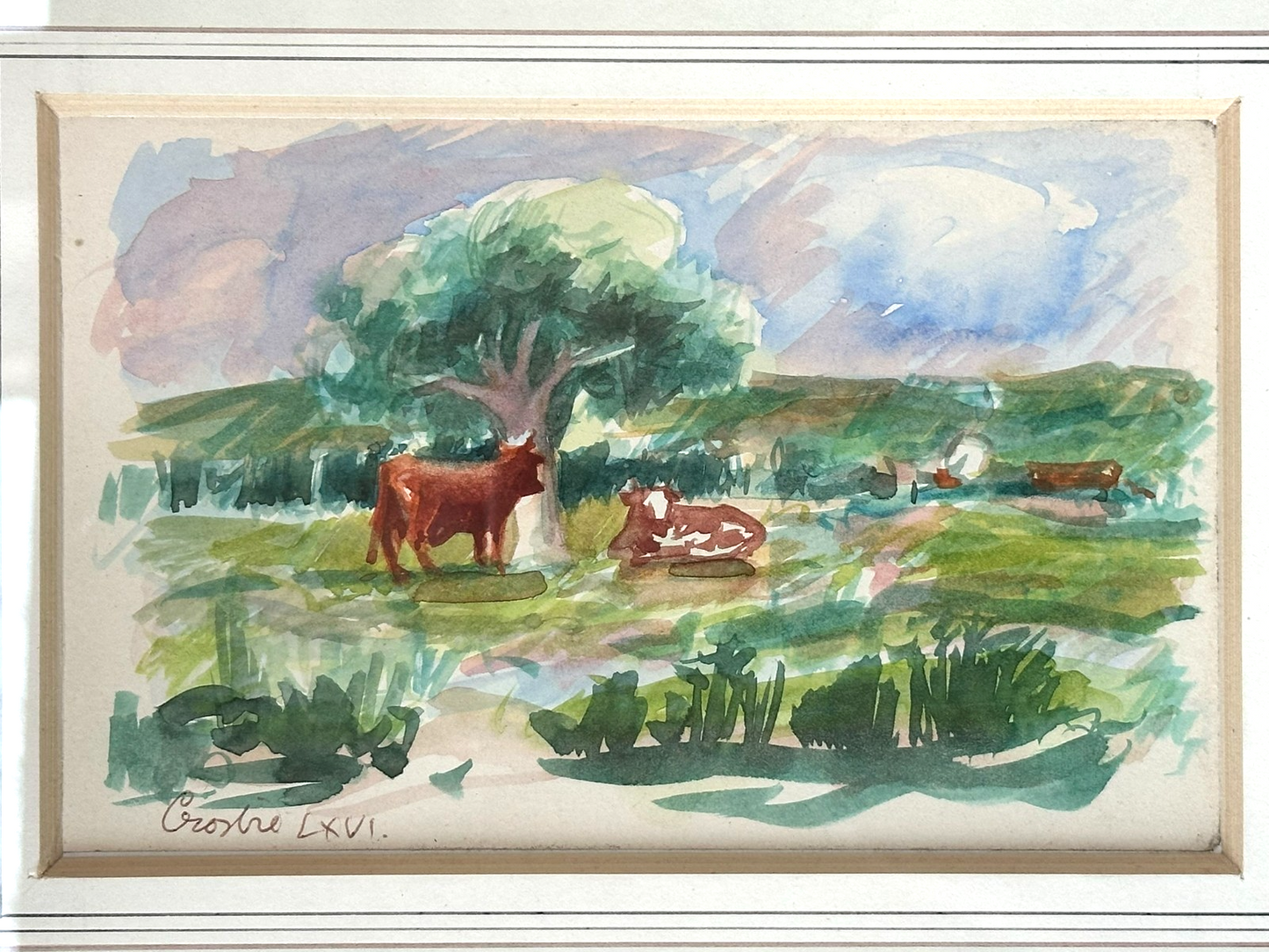 William Crosbie RSA ( Glasgow School ) Scottish Landscape Watercolour Cattle